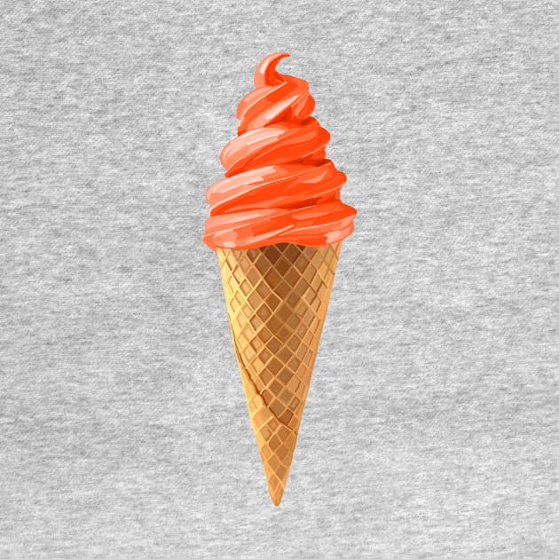 Orange Sherbet Soft Serve Ice Cream Cone by Art by Deborah Camp